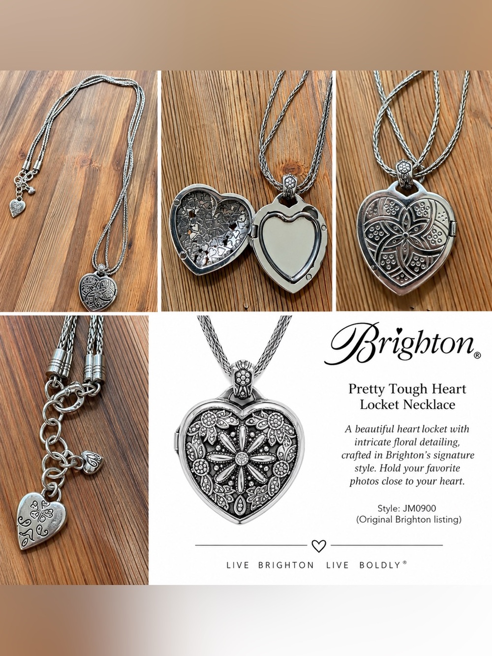 Brighton Silver Floral Heart Locket Necklace